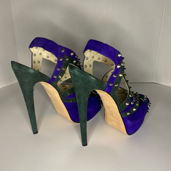 Brian Atwood Suede Purple and Green Heels. Size 39. Worn for a few shoots. - Picture 7 of 9